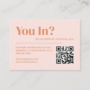 Vintage Pink and Orange Retro 70s Wedding Website Enclosure Card