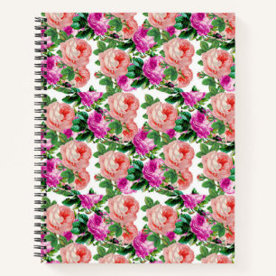 Vintage Pink And Purple Floral Rose Pattern Notebook