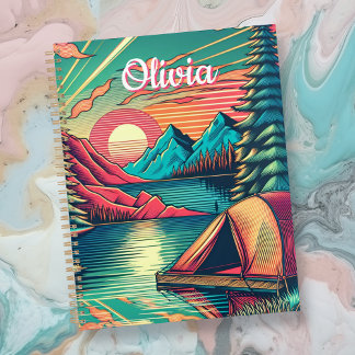 Vintage Pink and Teal Camping Personalised Planner