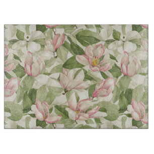 Vintage Pink and White Magnolias Cutting Board
