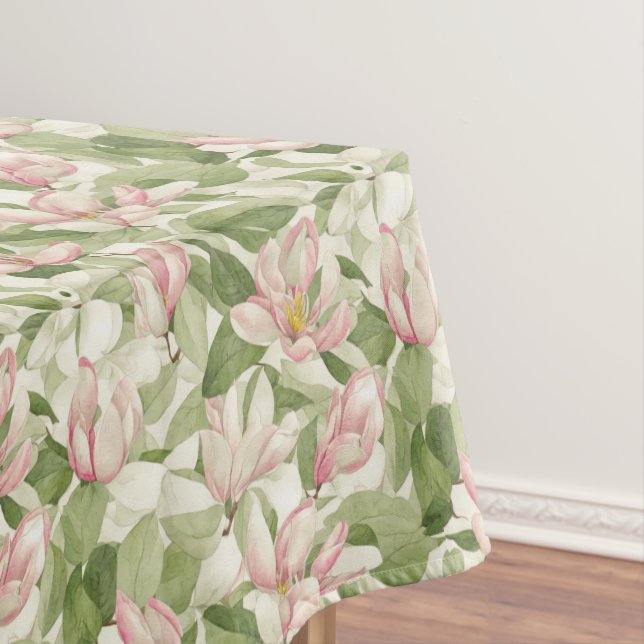 Vintage Pink and White Magnolias Tablecloth (In Situ)
