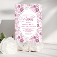 Vintage Pink and White Roses Toile Bridal Shower