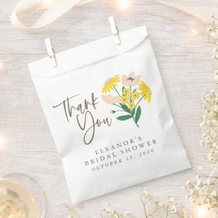 Vintage Pink and Yellow Floral Custom Thank You Favour Bags