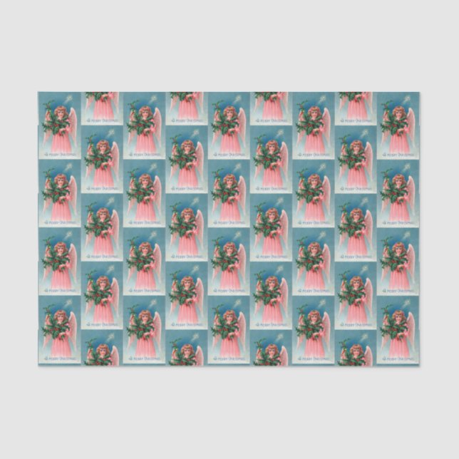 Vintage Pink Angel Holiday party tissue Paper (Front)