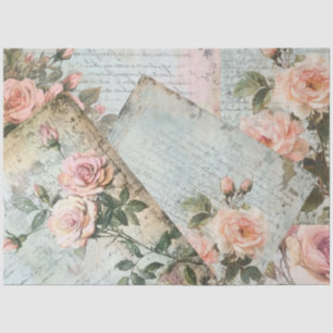 Vintage Pink Antique Blush Rose Decoupage Tissue Paper
