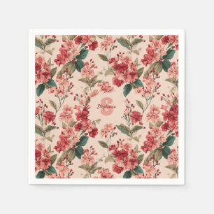 Vintage Pink Azalea Floral Pattern – Classic Napkin