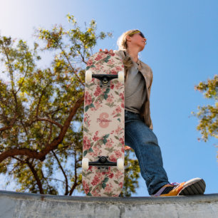 Vintage Pink Azalea Floral Pattern – Classic Skateboard