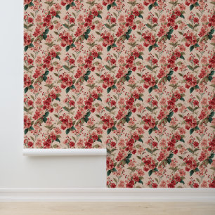 Vintage Pink Azalea Floral Pattern – Classic Wallpaper