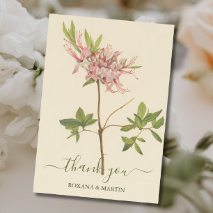 Vintage Pink Azalea Watercolor Thank You Card