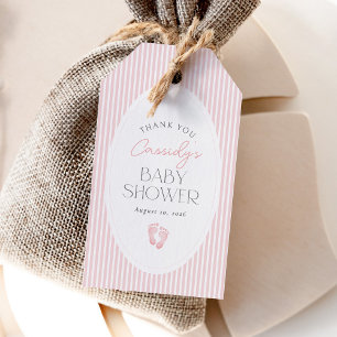 Vintage Pink Baby Footprints Girl Baby Shower Gift Tags