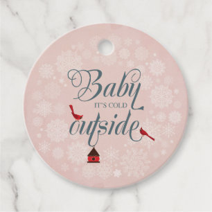 Vintage Pink Baby Its Cold Outside Christmas Holid Favour Tags