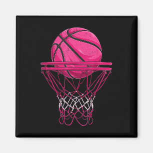 Vintage Pink Basketball Desgin For Women Girl Magnet