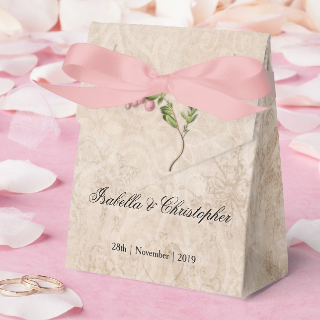 Vintage Pink Berries Wedding Favour Box (Creator Uploaded)