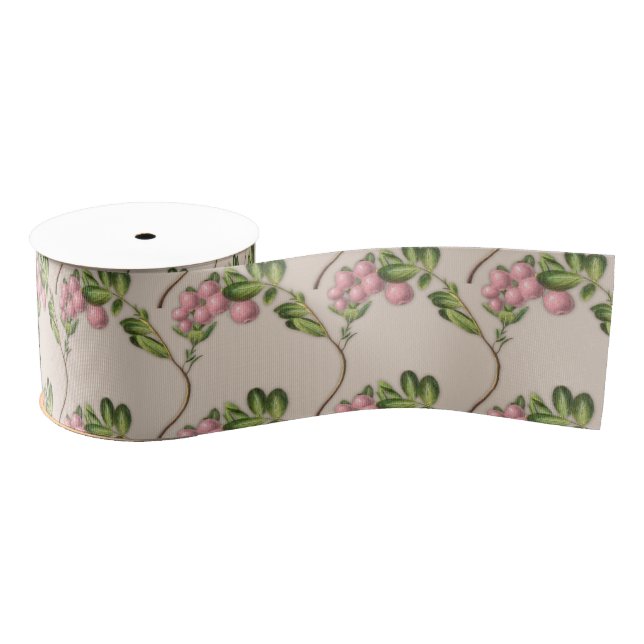 Vintage Pink Berries Wedding Grosgrain Ribbon (Spool)