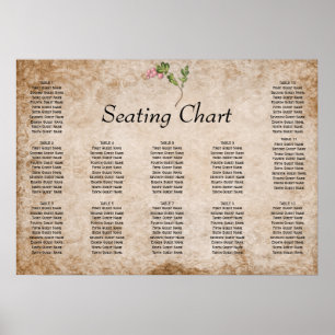 Vintage Pink Berries Wedding Reception Seating Poster