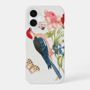 Vintage Pink Bird Butterfly Floral Art Print iPhone 16 Case