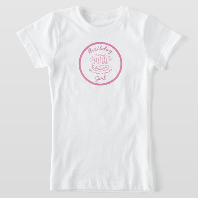 Vintage Pink Birthday Cake T-Shirt (Laydown)