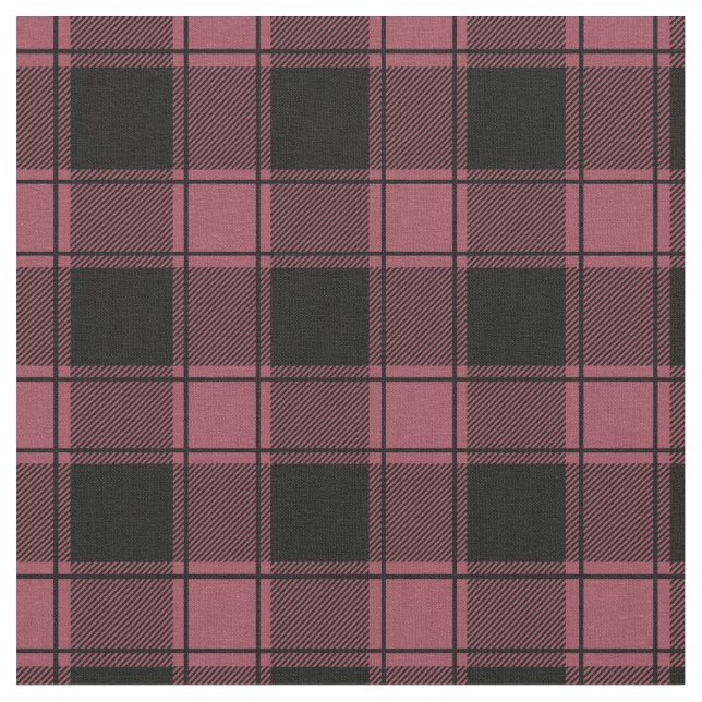 Vintage Pink & Black Buffalo Plaid Fabric (Close Up)
