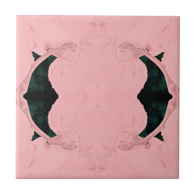 Vintage Pink Black Victorian Art Nouveau Tile (Front)