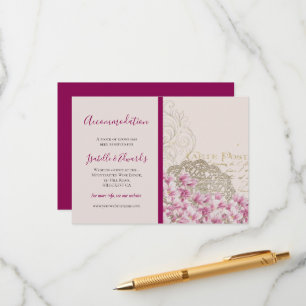 Vintage Pink Blossoms Paris In Springtime Burgundy Enclosure Card