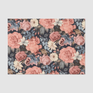 Vintage Pink Blue Ivory Floral Decoupage Tissue Paper