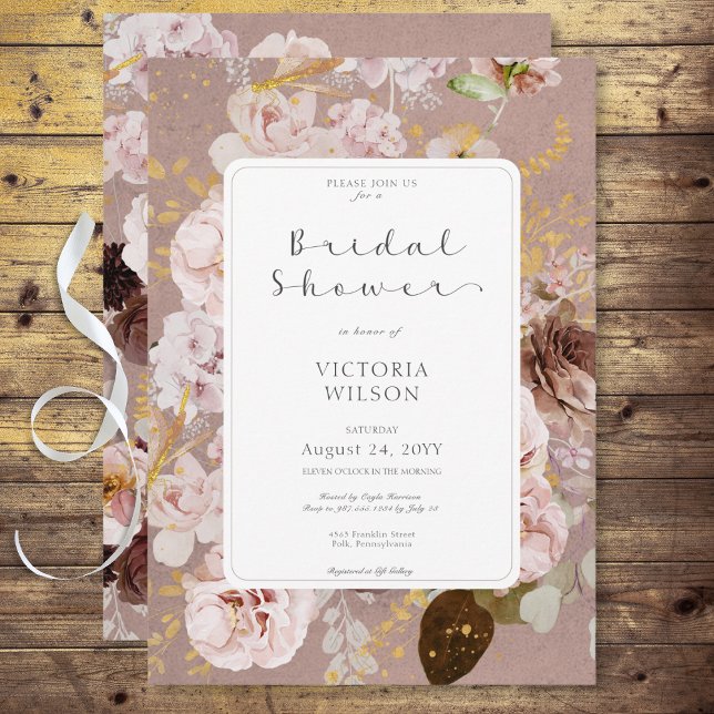 Vintage Pink Blush Floral Bridal Shower Invitation (Vintage Pink Blush Floral Bridal Shower Invitation)