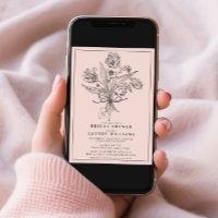 Vintage Pink Botanical Bridal Shower Calligraphy