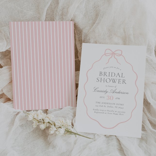 Vintage Pink Bow Bridal Shower Invitation (Creator Uploaded)