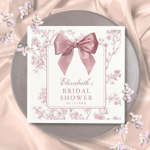 Vintage Pink Bow Floral Bridal Shower Napkin