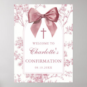 Vintage Pink Bow Floral Confirmation Welcome Sign