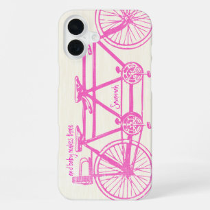 Vintage Pink Bright Colours Bike Pattern Iphone 16 Plus Case