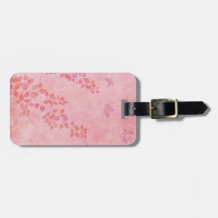 Vintage Pink Butterflies Wildflower Foliage Luggage Tag