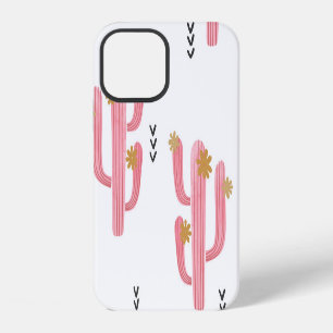 Vintage Pink Cactus Watercolor Pattern iPhone 12 Case