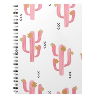 Vintage Pink Cactus Watercolor Pattern Notebook