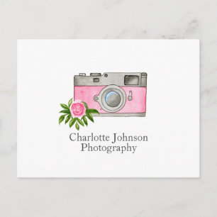 Vintage Pink Camera Watercolor card