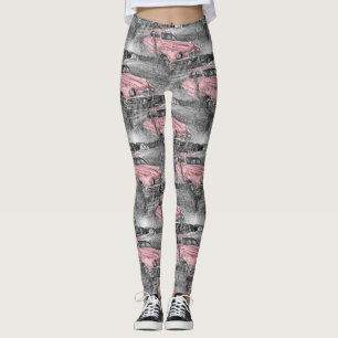 vintage pink car leggings