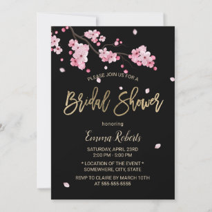 Vintage Pink Cherry Blossom Sakura Bridal Shower Invitation