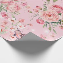 Vintage Pink Chic Roses and Butterflies Pattern
