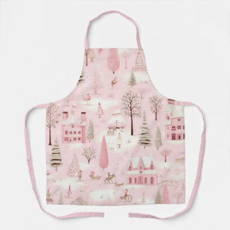 Vintage Pink Christmas  Apron