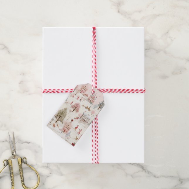 Vintage Pink Christmas  Gift Tags (With Twine)