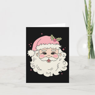 Vintage Pink Christmas Santa Claus Merry Xmas Wome Card