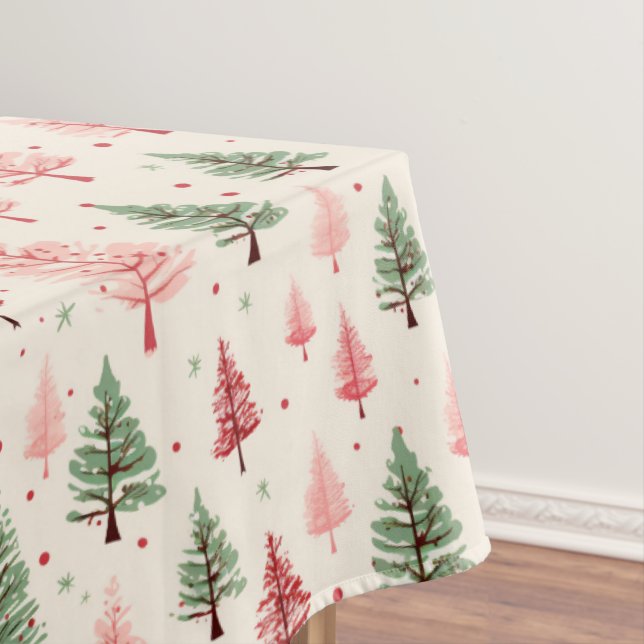 Vintage Pink Christmas Tree  Tablecloth (In Situ)