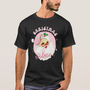 Vintage Pink Christmas Vibes Pink Santa Claus 1 T-Shirt
