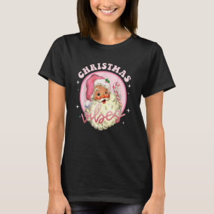 Vintage Pink Christmas Vibes Pink Santa Claus 2 T-Shirt