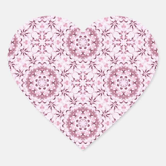 Vintage Pink Circle Pattern Romantic Heart Sticker (Front)