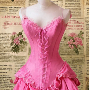 Vintage Pink Corset on Newspaper Background Tissue Paper