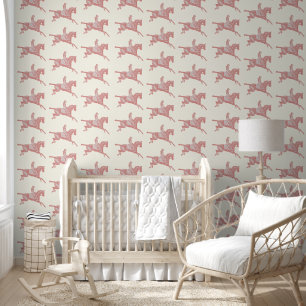 Vintage Pink Cream Beige Girl Horseback Riding Wallpaper