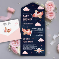 Vintage Pink Cute Aeroplanes Navy Blue Baby Shower