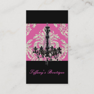 Vintage Pink Damask Chandelier Boutique Business Card