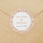 Vintage Pink Ditzy Floral Wedding  Classic Round Sticker<br><div class="desc">Delicate pink ditsy floral blooms create a romantic,  vintage feel to these beautiful wedding sticker labels. Featuring hand-drawn florals that frame the modern typography. Customise to your own event and pair with the coordinating suite pieces.</div>